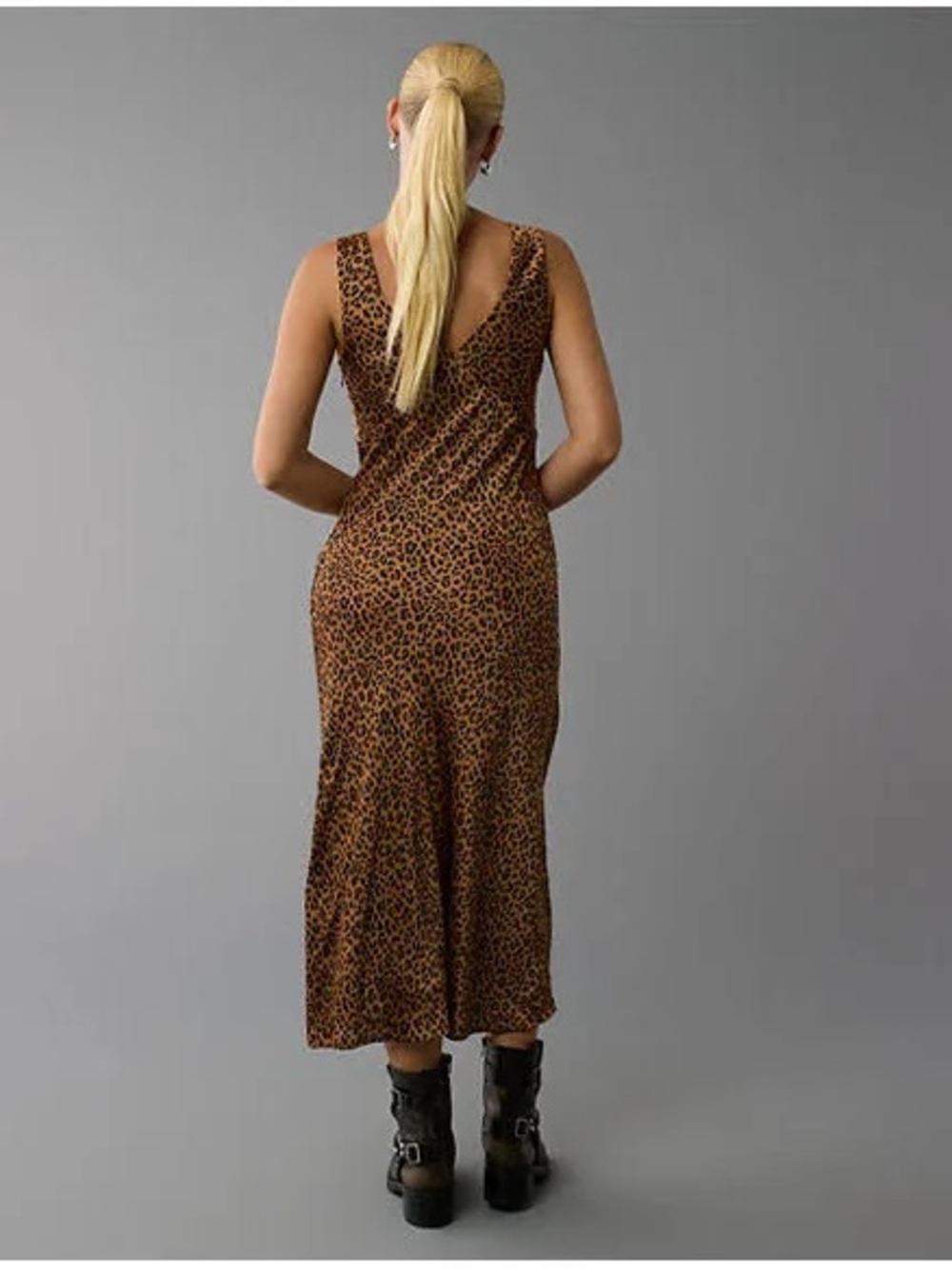 American Eagle Outfitters Leopard Print Satin Midi Slip Dress - Picture 2 of 8